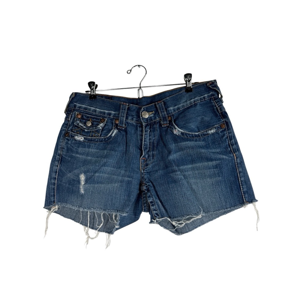 True Religion Joey Cut Off Jean Shorts‎ 32x34 World Tour Low Ride Vintage